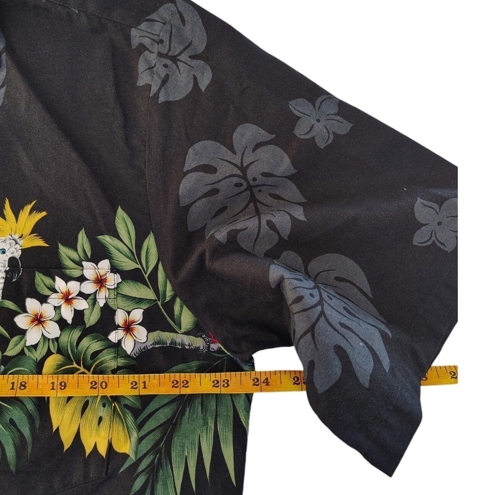 Winnie Fashion Mens Black Cotton Parrot Tropical Hawaiian Aloha Shirt Large - Picture 11 of 13
